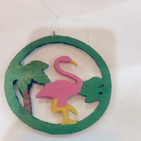 Palm Tree Pink Flamingo Ornament Decoration - Picture 2 of 3